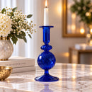 Hand Blown Glass Candle Holder, Egyptian Glass Candlestick, Taper Candle Holder, Swirl Glass Home Decor, Wedding Table Centerpiece
