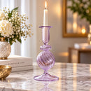 Hand Blown Glass Candle Holder, Egyptian Glass Candlestick, Taper Candle Holder, Swirl Glass Home Decor, Wedding Table Centerpiece