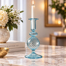 Hand Blown Glass Candle Holder, Egyptian Glass Candlestick, Taper Candle Holder, Swirl Glass Home Decor, Wedding Table Centerpiece