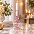 Hand Blown Glass Candle Holder, Egyptian Glass Candlestick, Taper Candle Holder, Swirl Glass Home Decor, Wedding Table Centerpiece