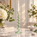 Hand Blown Glass Candle Holder, Ribbed Taper Candlestick, Elegant Table Centerpiece, Handmade Glass Home Decor, Wedding Dining Decor