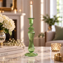 Hand Blown Candle Holder, Elegant Taper Candlestick Holder, Egyptian Handmade Glass Decor, Wedding Table Centerpiece, Housewarming Gift