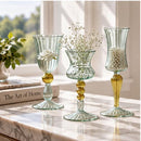 Handmade Egyptian Glass Drinkware Set of 3, Gold Accent Goblets, Artisan Glass Cups, Elegant Tableware, Wedding & Home Decor Gift