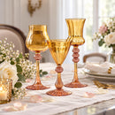 Handmade Glass Goblet Set of 3, Egyptian Hand Blown Drinkware, Decorative Wine Glasses, Luxury Tableware, Unique Wedding Gift