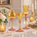 Handmade Glass Goblet Set of 3, Egyptian Hand Blown Drinkware, Decorative Wine Glasses, Luxury Tableware, Unique Wedding Gift