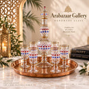 Egyptian Hand Blown Glass Decanter Set with 6 Glasses, Hand Painted Gold Drinkware Set, Luxury Barware, Wedding Gift, Housewarming Gift