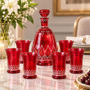 Egyptian Glass Decanter Set with 6 Cups, Handmade Red Glass Drinkware, Hand Painted Carafe Set, Serving Set, Wedding Housewarming Gift