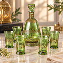 Egyptian Glass Decanter Set with 6 Cups, Handmade Red Glass Drinkware, Hand Painted Carafe Set, Serving Set, Wedding Housewarming Gift