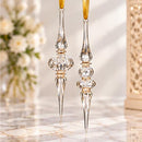 Set of 2 Hand Blown Glass Finial Ornaments, Long Icicle Drop & Faceted Spire Design, Egyptian Handmade Christmas Tree Ornaments