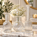 Egyptian Handmade Glass Vase Set of 3, Hand Blown Clear Glass Vases, Artisan Flower Vase Set, Wedding Centerpiece, Home Décor