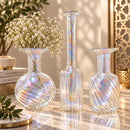Egyptian Handmade Glass Vase Set of 3, Hand Blown Clear Glass Vases, Artisan Flower Vase Set, Wedding Centerpiece, Home Décor