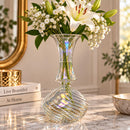 Egyptian Handmade Glass Vase, Hand Blown Swirl Glass Flower Vase, Clear Artisan Vase, Decorative Centerpiece, Handmade in Egypt