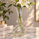 Egyptian Handmade Glass Vase, Hand Blown Swirl Glass Flower Vase, Clear Artisan Vase, Decorative Centerpiece, Handmade in Egypt