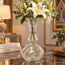 Egyptian Handmade Glass Vase, Hand Blown Swirl Glass Flower Vase, Clear Artisan Vase, Decorative Centerpiece, Handmade in Egypt