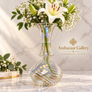 Egyptian Handmade Glass Vase, Hand Blown Swirl Glass Flower Vase, Clear Artisan Vase, Decorative Centerpiece, Handmade in Egypt