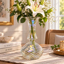 Egyptian Handmade Glass Vase, Hand Blown Swirl Glass Flower Vase, Clear Artisan Vase, Decorative Centerpiece, Handmade in Egypt