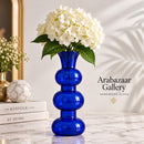 Egyptian Handmade Cobalt Blue Glass Vase, Hand Blown Sculptural Vase, Blue Bubble Glass Flower Vase, Artisan Home Decor, Statement Vase