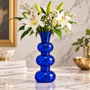 Egyptian Handmade Cobalt Blue Glass Vase, Hand Blown Sculptural Vase, Blue Bubble Glass Flower Vase, Artisan Home Decor, Statement Vase