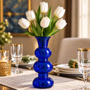 Egyptian Handmade Cobalt Blue Glass Vase, Hand Blown Sculptural Vase, Blue Bubble Glass Flower Vase, Artisan Home Decor, Statement Vase