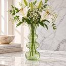 gyptian Handmade Sculptural Glass Vase, Green Hand Blown Vase, Unique Bubble Glass Flower Vase, Artisan Home Decor, Handmade in Egypt