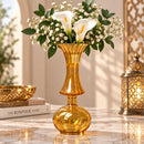 Egyptian Handmade Amber Glass Vase, Hand Blown Ribbed Flower Vase, Golden Artisan Glass, Decorative Statement Vase, Handmade in Egypt