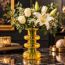 Egyptian Handmade Amber Glass Vase, Hand Blown Sculptural Vase, Golden Artisan Glass, Unique Statement Flower Vase, Handmade in Egypt