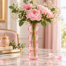 Egyptian Handmade Pink Bubble Glass Vase, Hand Blown Sculptural Vase, Blush Pink Statement Vase, Artisan Glass Home Décor