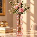 Egyptian Handmade Pink Bubble Glass Vase, Hand Blown Sculptural Vase, Blush Pink Statement Vase, Artisan Glass Home Décor