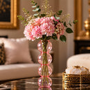 Egyptian Handmade Pink Bubble Glass Vase, Hand Blown Sculptural Vase, Blush Pink Statement Vase, Artisan Glass Home Décor