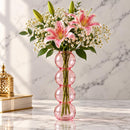 Egyptian Handmade Pink Bubble Glass Vase, Hand Blown Sculptural Vase, Blush Pink Statement Vase, Artisan Glass Home Décor