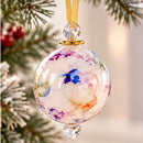 Egyptian Hand Blown Glass Christmas Ornament, Floral Globe Bauble, Botanical Art Glass Ornament, Artisan Holiday Tree Decoration