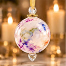 Egyptian Hand Blown Glass Christmas Ornament, Floral Globe Bauble, Botanical Art Glass Ornament, Artisan Holiday Tree Decoration
