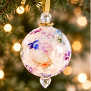 Egyptian Hand Blown Glass Christmas Ornament, Floral Globe Bauble, Botanical Art Glass Ornament, Artisan Holiday Tree Decoration