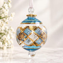 Hand Blown Glass Geometric Lattice Globe Ornament, Starburst Diamond Christmas Ornament, Egyptian Artisan Glass, 14K Gold Accents