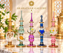 Set of 5 Handmade Egyptian Glass Perfume Bottles, Embossed Attar Bottles, Ornate Gold Accent Glass, Arabian Decor, Unique Gift for Her