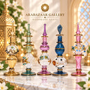 Set of 5 Handmade Egyptian Glass Perfume Bottles, Embossed Attar Bottles, Ornate Gold Accent Glass, Arabian Decor, Unique Gift for Her