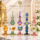 Set of 5 Handmade Egyptian Glass Perfume Bottles, Embossed Attar Bottles, Ornate Gold Accent Glass, Arabian Decor, Unique Gift for Her