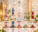 Set of 5 Handmade Egyptian Glass Perfume Bottles, Embossed Attar Bottles, Ornate Gold Accent Glass, Arabian Decor, Unique Gift for Her