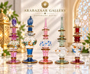 Set of 5 Handmade Egyptian Glass Perfume Bottles, Embossed Attar Bottles, Ornate Gold Accent Glass, Arabian Decor, Unique Gift for Her