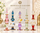 Set of 5 Handmade Egyptian Glass Perfume Bottles, Embossed Attar Bottles, Ornate Gold Accent Glass, Arabian Decor, Unique Gift for Her