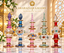 Set of 5 Handmade Egyptian Glass Perfume Bottles, Embossed Attar Bottles, Ornate Gold Accent Glass, Arabian Decor, Unique Gift for Her