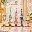 Set of 5 Handmade Egyptian Glass Perfume Bottles, Embossed Attar Bottles, Ornate Gold Accent Glass, Arabian Decor, Unique Gift for Her