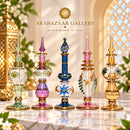 Set of 5 Handmade Egyptian Glass Perfume Bottles, Embossed Attar Bottles, Ornate Gold Accent Glass, Arabian Decor, Unique Gift for Her