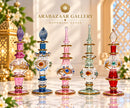 Set of 5 Handmade Egyptian Glass Perfume Bottles, Embossed Attar Bottles, Ornate Gold Accent Glass, Arabian Decor, Unique Gift for Her