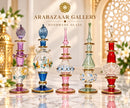 Set of 5 Handmade Egyptian Glass Perfume Bottles, Embossed Attar Bottles, Ornate Gold Accent Glass, Arabian Decor, Unique Gift for Her