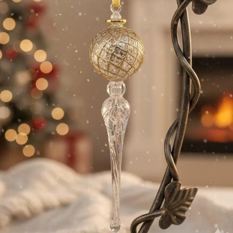 Gold Arabesque Globe Ornament - Egyptian Handblown Glass