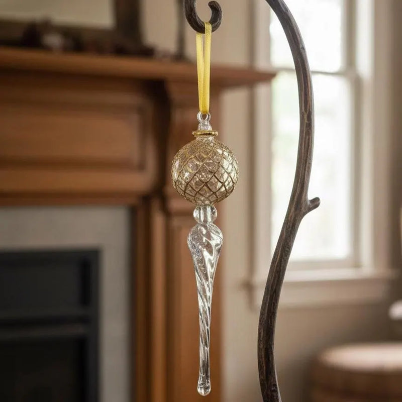 Gold Arabesque Globe Ornament - Egyptian Handblown Glass