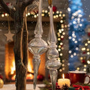 Hand Blown Egyptian Glass Ornaments: Elegant Clear Xmas Decor, Set of 2