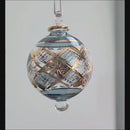 Hand Blown Glass Geometric Lattice Globe Ornament, Starburst Diamond Christmas Ornament, Egyptian Artisan Glass, 14K Gold Accents