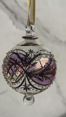 Large Crystal Ball w/ Hand Painted Gold Design - Egyptian Hand Blown Glass Ornament